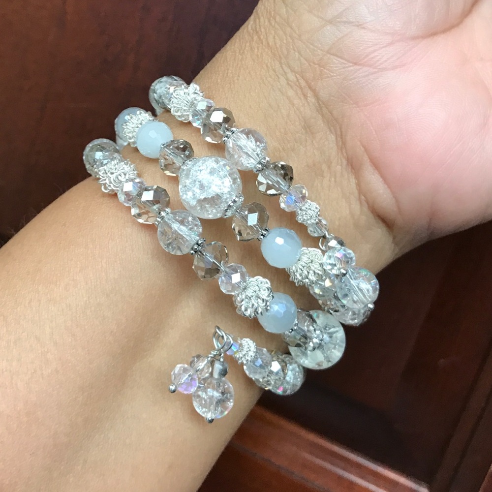 White & silver plated bracelet - Picture 5 of 6